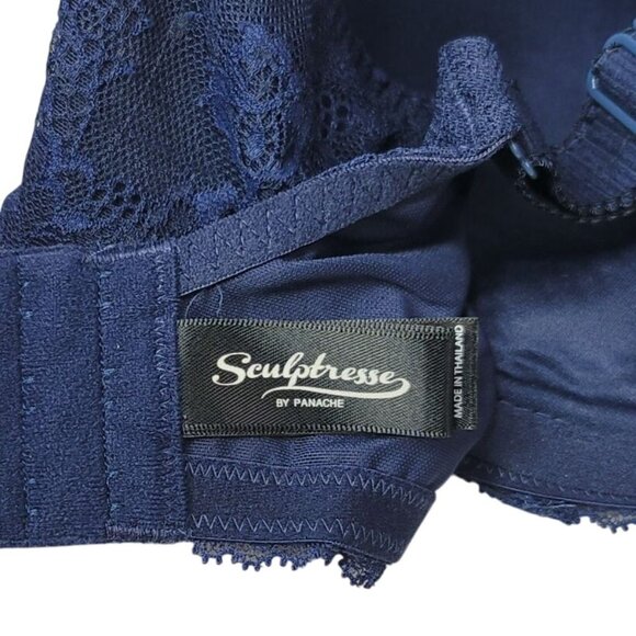 Panache Sculptresse Underwire Sasha Bra Blue 40FF Plunge Seamless Light Pad 9506 - Picture 9 of 11